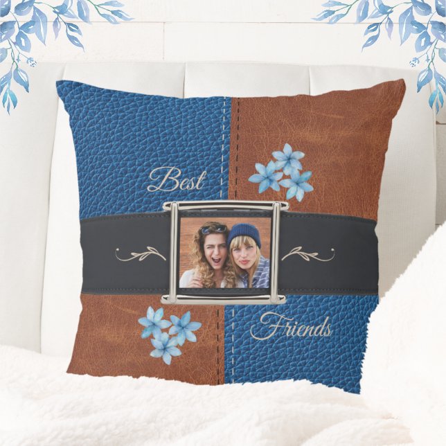 Stylish Bestie Gift Throw Pillow BFF Blue, Brown (Stylish Bestie Gift Throw Pillow)