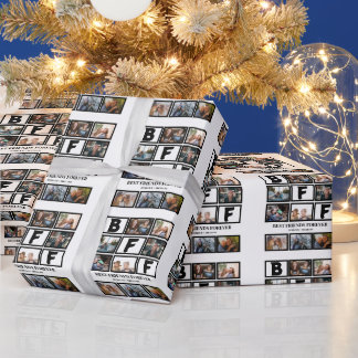 Stylish BFF Best Friends Forever 9 Photo Collage Wrapping Paper
