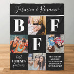 Stylish BFF Besties Photo Collage Fleece Blanket<br><div class="desc">Modern friendship blanket featuring 4 photos of you and your bestie,  a trendy black background that can be changed to any colour,  the letters "BFF",  the words "best friends forever",  a true friends quote,  and your names.</div>