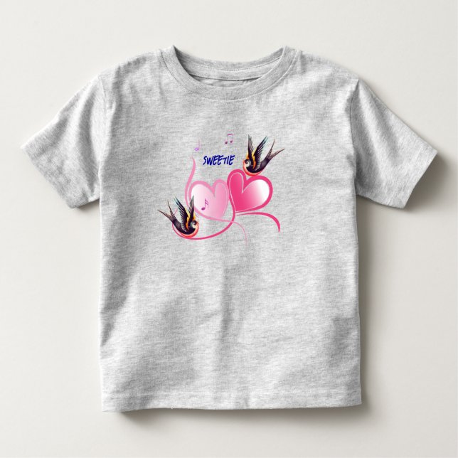 Stylish Birds Heart Love Toddler T-Shirt (Front)