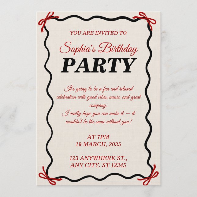 Stylish Birthday Invitation Card - customizable (Front)