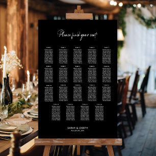 Stylish Black 19 Table Wedding Seating Chart