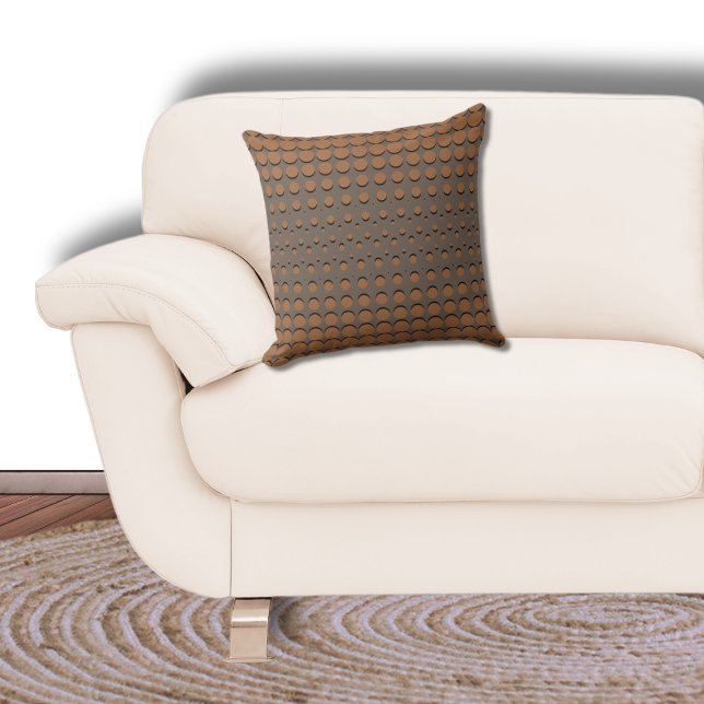 Stylish Black and Brown Halftone Dots Cushion (Creator Uploaded)