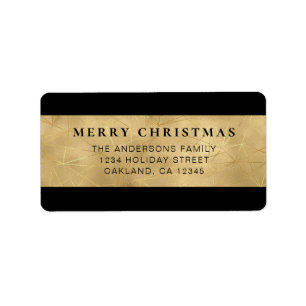 Stylish Black and Faux Gold Christmas Classic Label