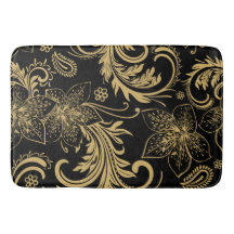 Stylish black and gold Bath Mat