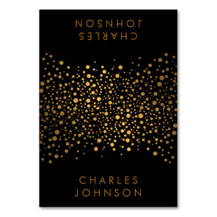 Stylish Black and Gold Confetti Dots   Place Cards