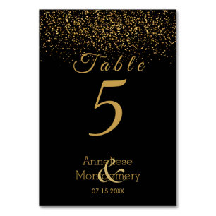 Stylish Black and Gold Confetti - Table Number