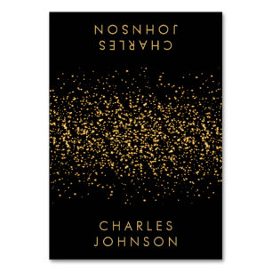 Stylish Black and Gold Glitter   Place Cards