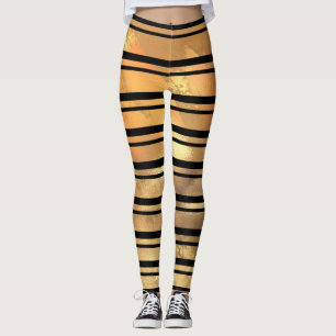 Stylish Black and gold glitter Stripes Leggings