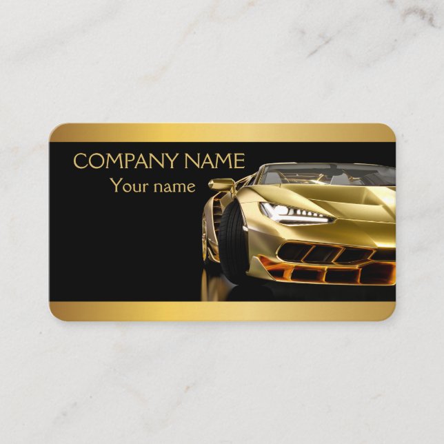 Stylish Black and Golden Automotive Business Card (Front)
