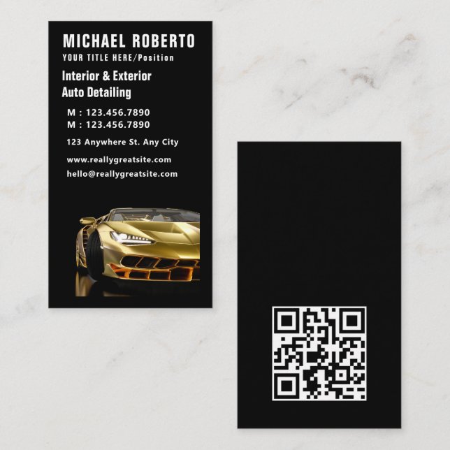 Stylish Black and Golden Automotive Business Card (Front/Back)