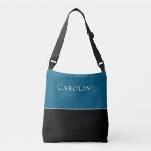 Stylish Black and Ocean Blue Personalised Crossbody Bag
