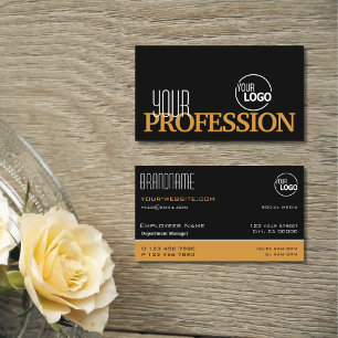 Stylish Black and Orange Simple Modern with Logo Business Card
