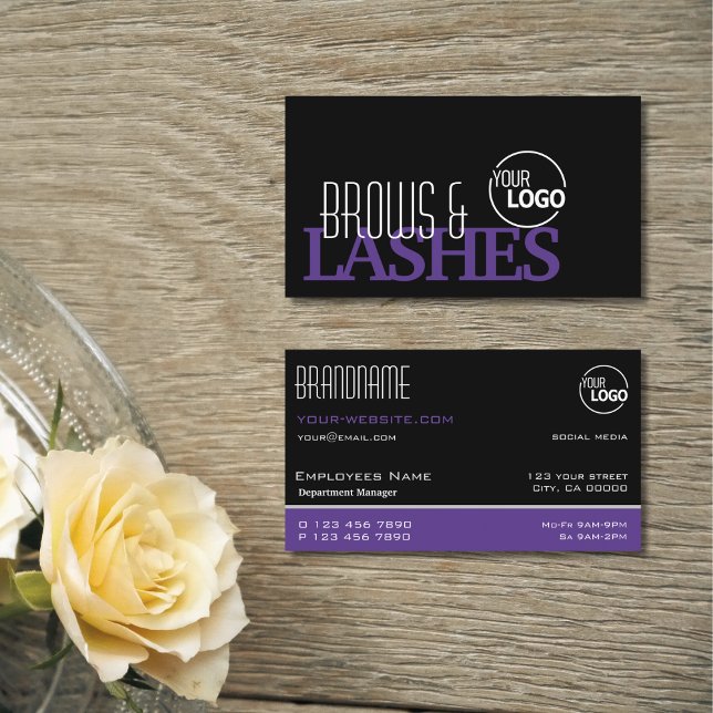 Stylish Black and Purple Simple Logo Professional Business Card (Creator Uploaded)