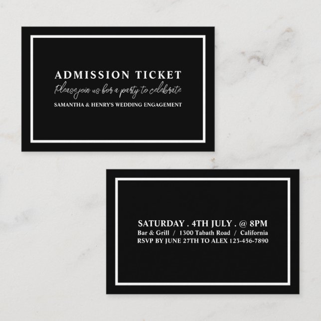 Stylish Black and White, Admission Ticket (Front/Back)