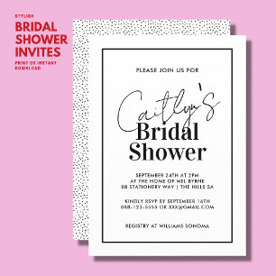 Stylish Black and White Bridal Shower Invitation