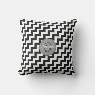 stylish black and white chevron stripes outdoor cushion