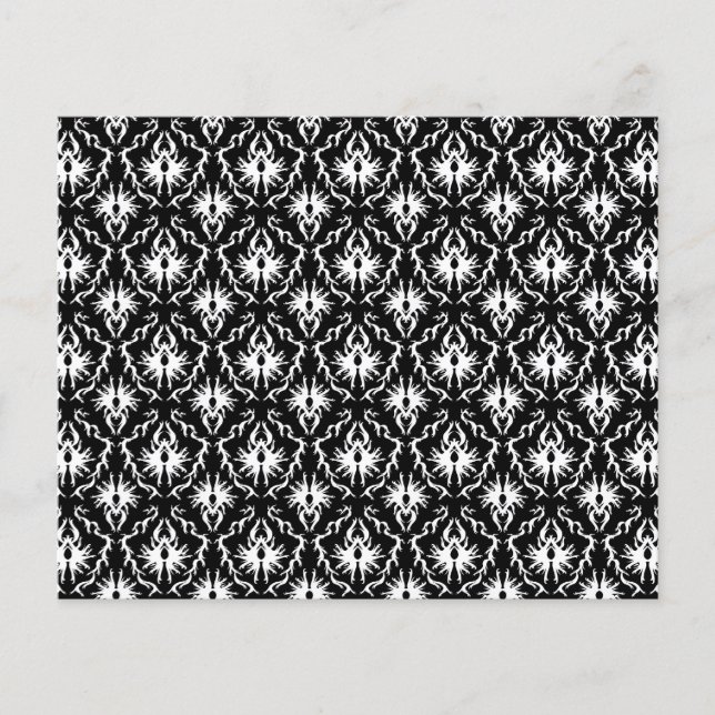 Stylish Black and White Damask Pattern. (Front)