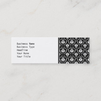 Stylish Black and White Damask Pattern. Mini Business Card