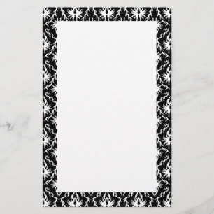 Stylish Black and White Damask Pattern. Stationery
