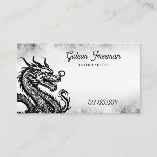 Stylish Black and White Dragon Mystical Tattoo Business Card