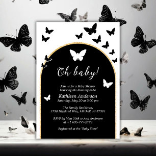 Stylish Black And White Gender Neutral Baby Shower Invitation