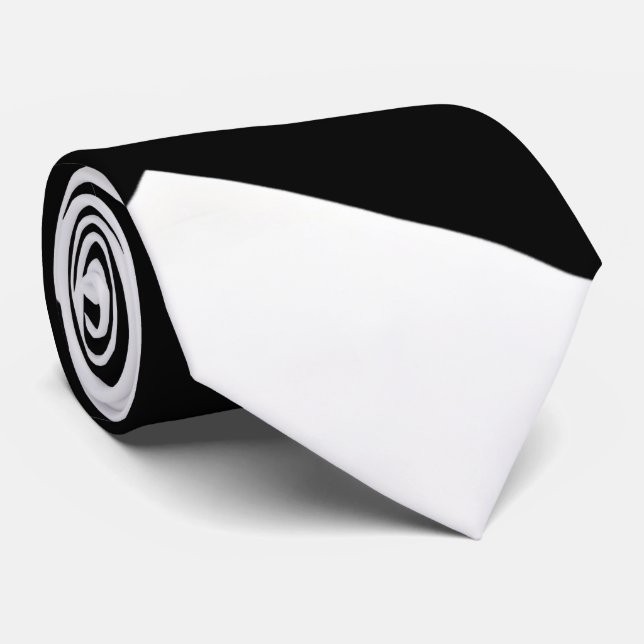 Stylish Black and White Geometric Necktie (Rolled)