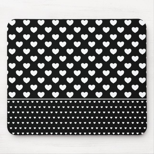 Stylish Black And White Hearts Mouse Pad (Front)