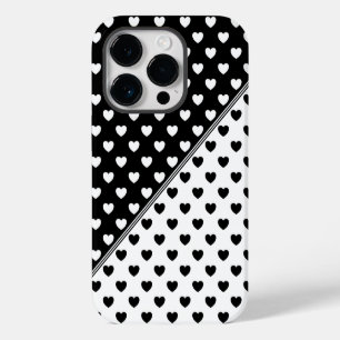 Stylish Black And White Hearts Pattern iPhone 14 Pro Case