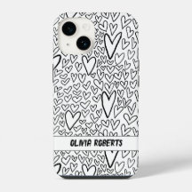 Stylish Black and White Hearts Pattern Personalise