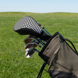 Stylish Black And White Houndstooth Pattern Golf Head Cover