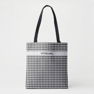 Stylish Black and White Houndstooth Tote Bag