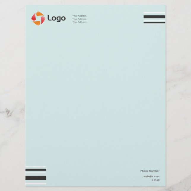 Stylish Black and White Minimal Squared Lines Custom Letterhead (Front)