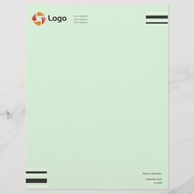 Stylish Black and White Minimal Squared Lines Custom Letterhead (Front)