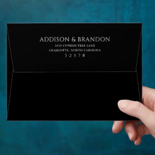 Stylish Black and White Modern Wedding Envelope