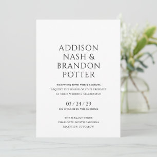Stylish Black and White Modern Wedding Invitation