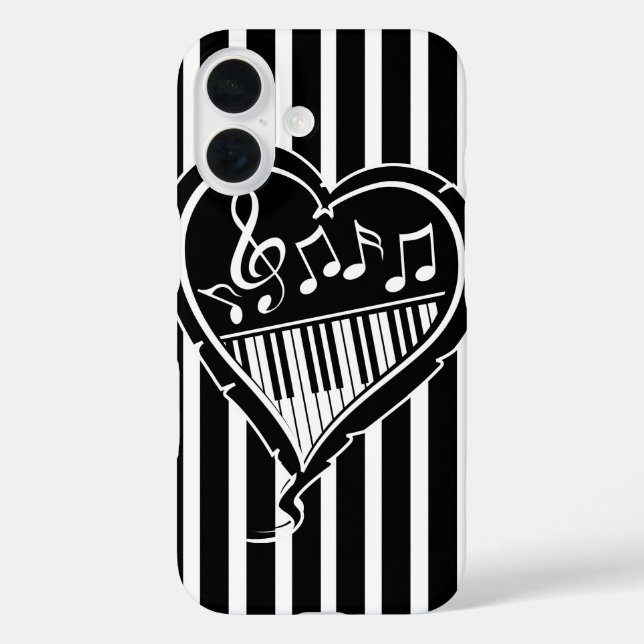 Stylish Black and white musical notes and piano Case-Mate iPhone Case (Back)