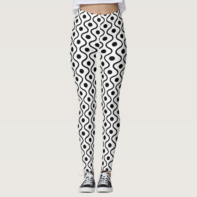 Stylish black and white pattern leggings (Front)