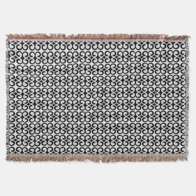 Stylish Black and White Pattern Throw Blanket (Front)