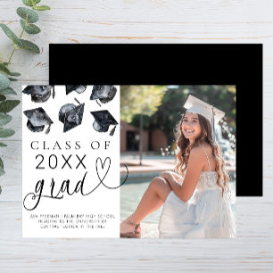 Stylish Black and White Photo Graduation  Announcement
