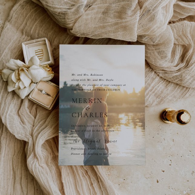 Stylish Black and White Photo Modern Wedding Invitation (Creator Uploaded)