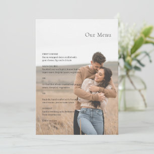 Stylish Black and White Photo Modern Wedding Menu