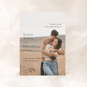 Stylish Black and White Photo Modern Wedding Save The Date