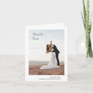 Stylish Black and White Photo Modern Wedding Thank You Card