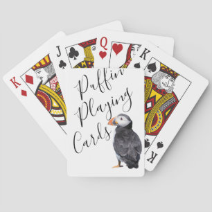 Stylish Black and White Puffin Playing Cards