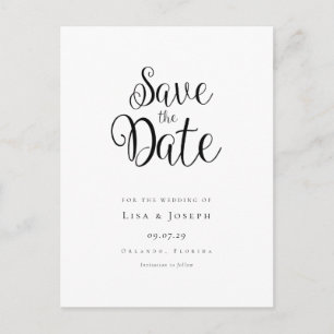 Stylish Black and White Save the Date Announcement Postcard