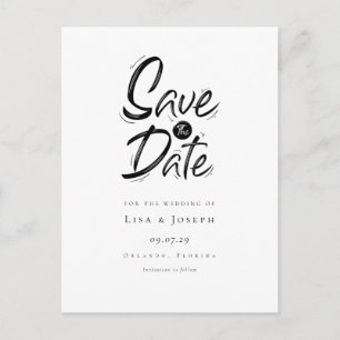 Stylish Black and White Save the Date Announcement Postcard