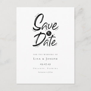 Stylish Black and White Save the Date Postcard