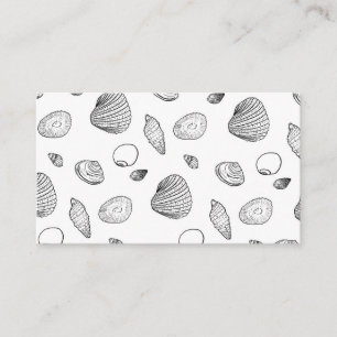 Stylish Black and White Seashells Pattern Business Card