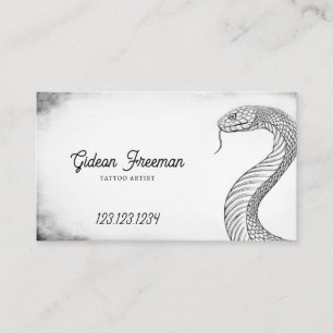 Stylish Black and White Snake Tattoo Artist Business Card